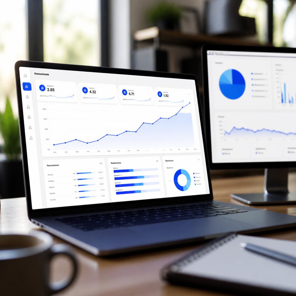 Digital marketing dashboard with ROAS and revenue metrics